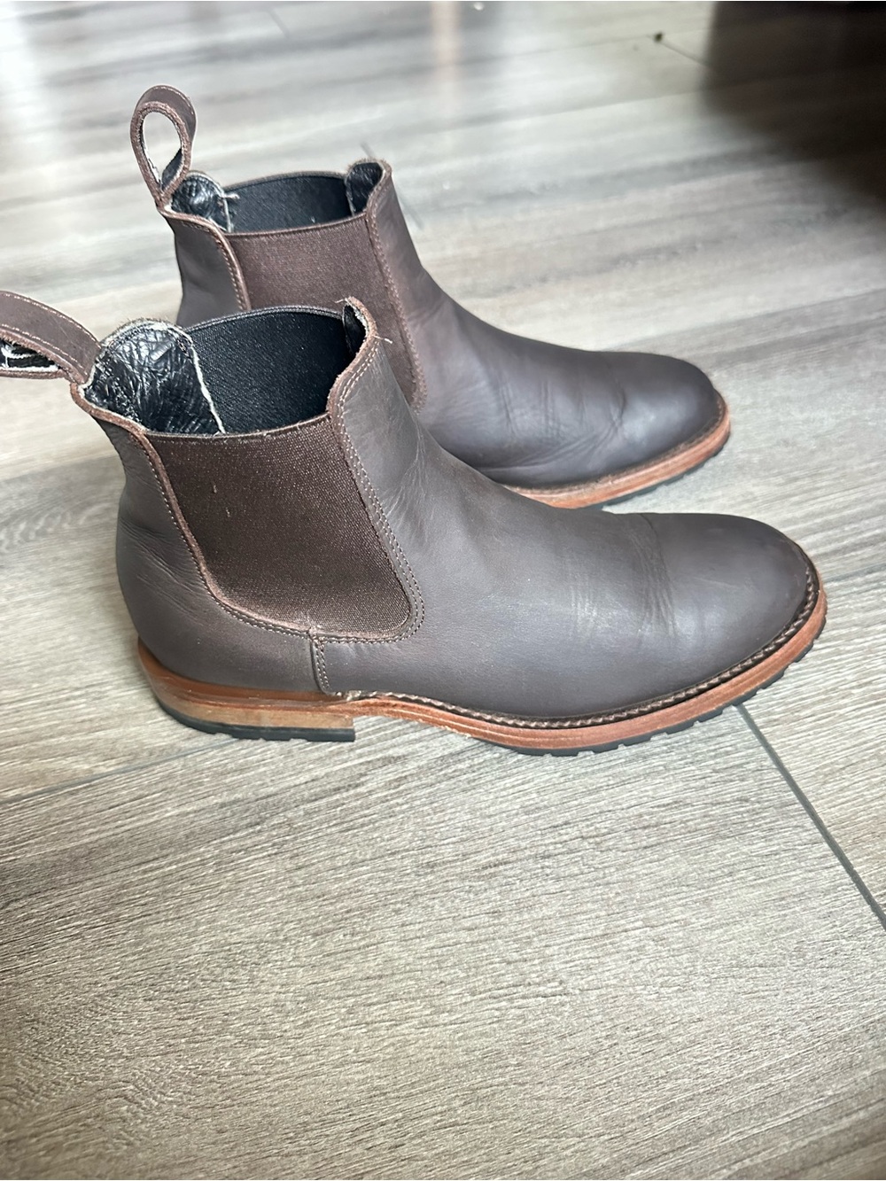 Women's Brown Leather Chelsea Booties - Classic Slip-On Ankle Boots